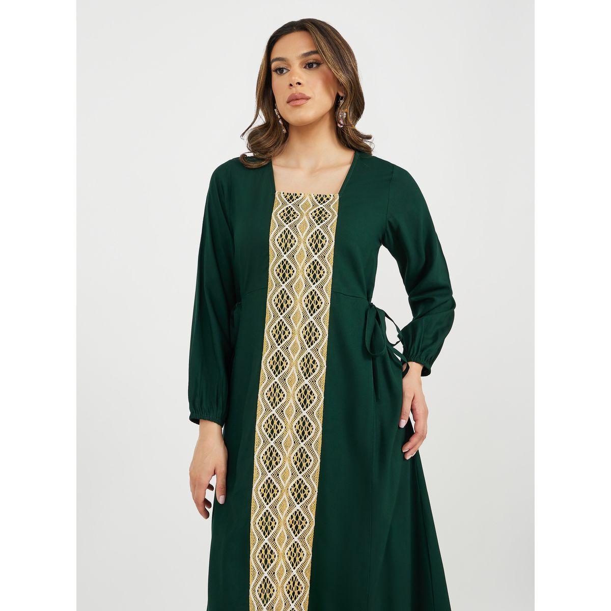 Square Neck A-Line Jalabiya with Lace Panel Detail-women-arabicclothing-jalabiyas-image-4