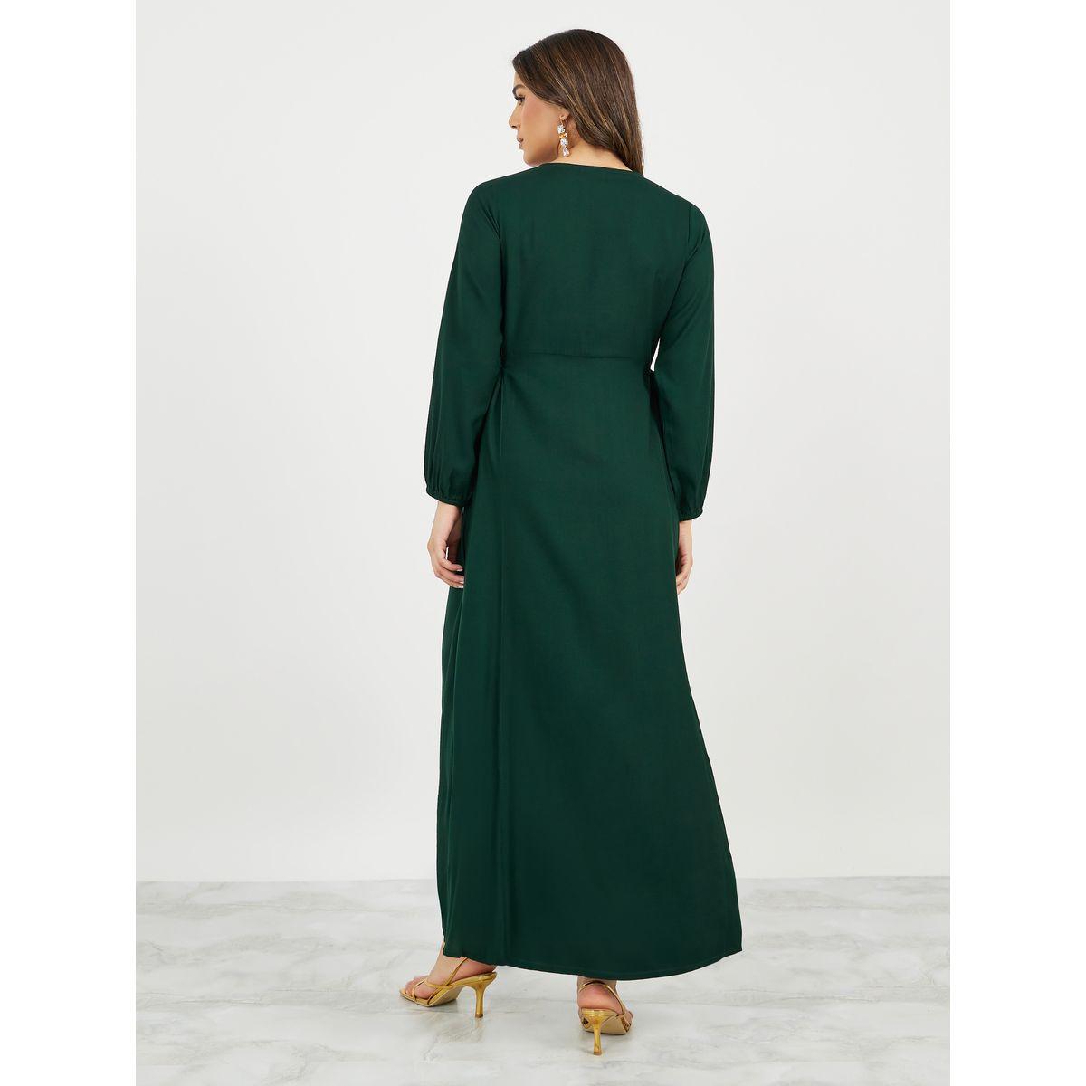 جلابية برقبة مربعة على شكل حرف A مع تفاصيل من الدانتيل-women-arabicclothing-jalabiyas-image-7