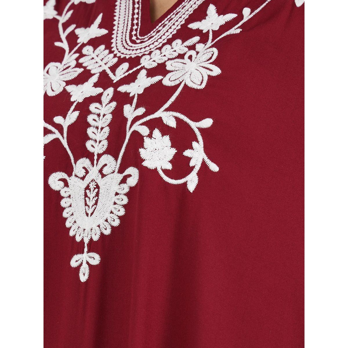 Embroidered Notch Neck Flared Jalabiya-women-arabicclothing-jalabiyas-image-5