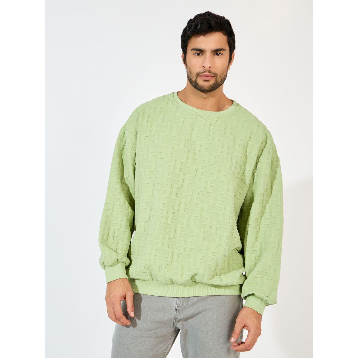 Styli Oversized Jacquard Knit Dropped Shoulder Sweatshirt-men-winterwear-hoodiesandsweatshirts-image-1