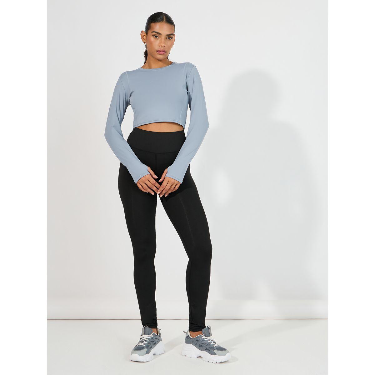 بلوزة قصيرة بتفاصيل مدروزة وأكمام طويلة-sports-women-clothing-tshirtsandvests-image-2