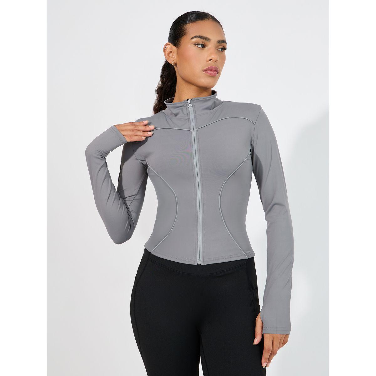 Styli Active Reflective Zip Tape & Contour Seam Detail Zip Up Jacket-sports-women-clothing-coatsandjackets-jackets-image-1