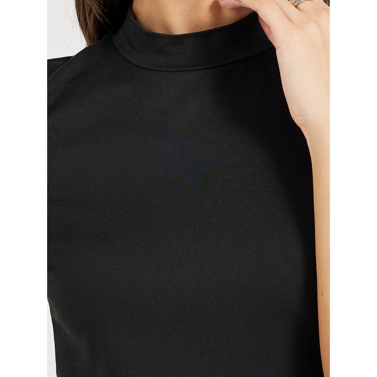 تيشيرت مُجسم بأكتاف مبطنة وياقة عالية-women-clothing-tshirts-image-4