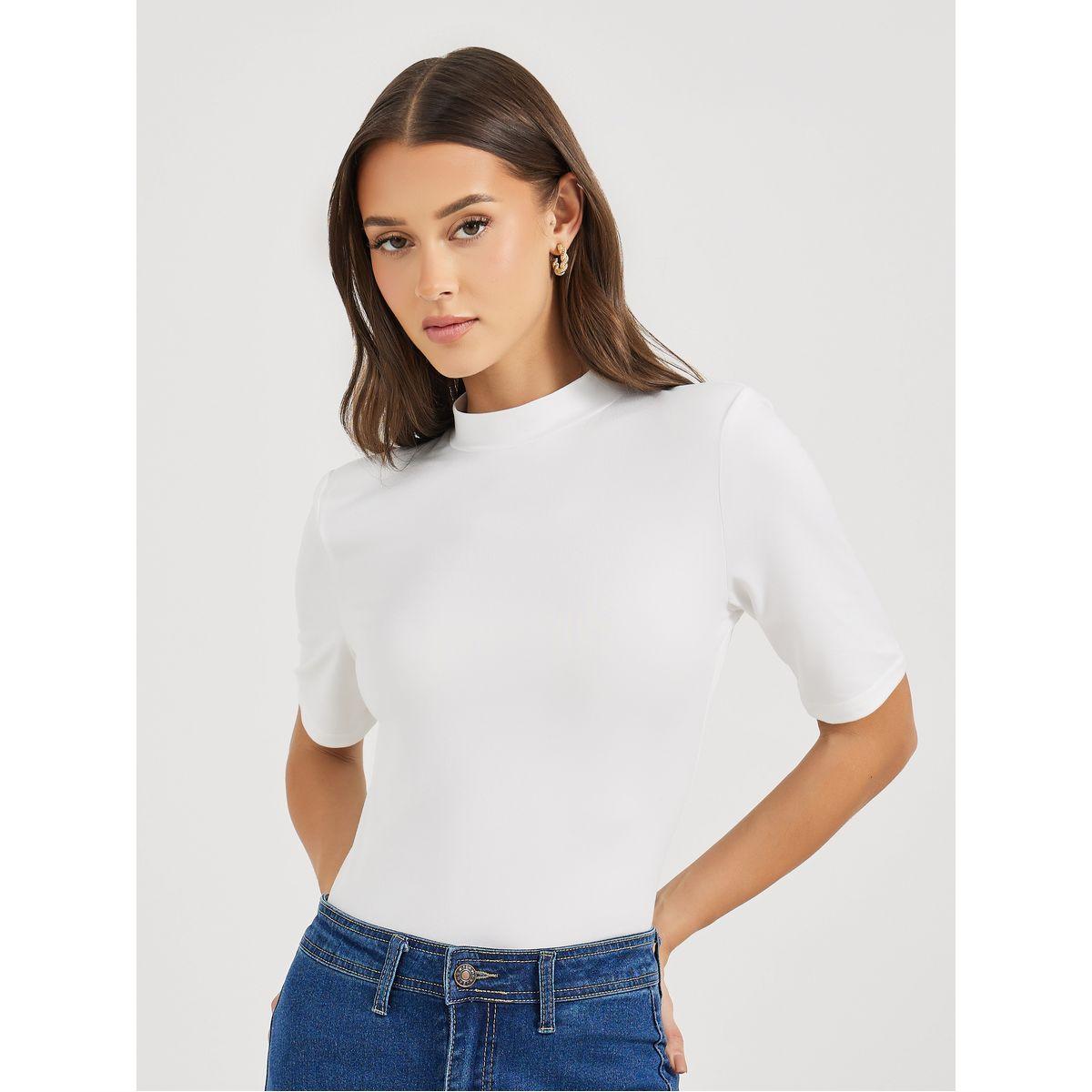 Styli High Neck Padded Shoulder Fitted T-Shirt-women-clothing-tshirts-image-1