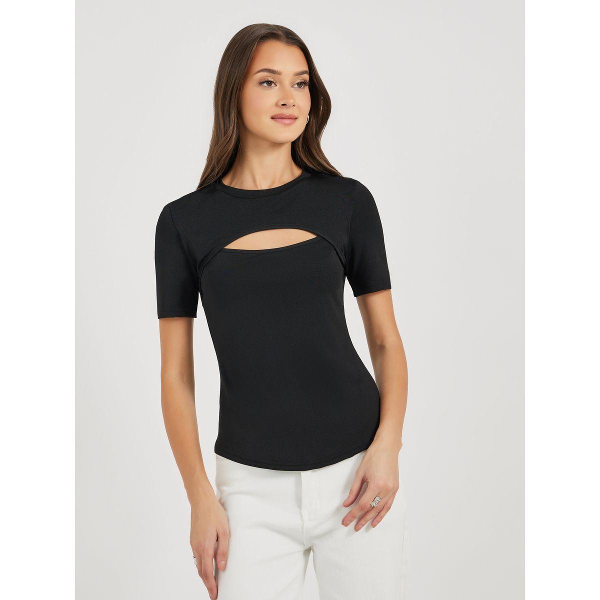 تيشيرت مُجسم مزين بفتحة أمامية-women-clothing-tshirts-image-3