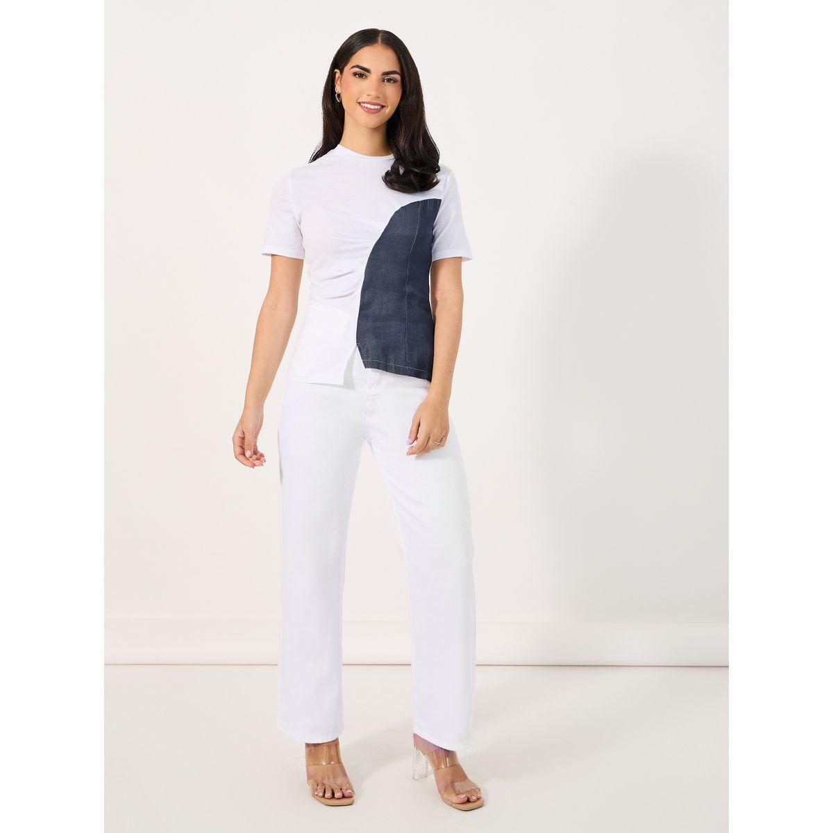 Styli Slim Fit Contrast Panel T-Shirt-women-clothing-tshirts-image-2