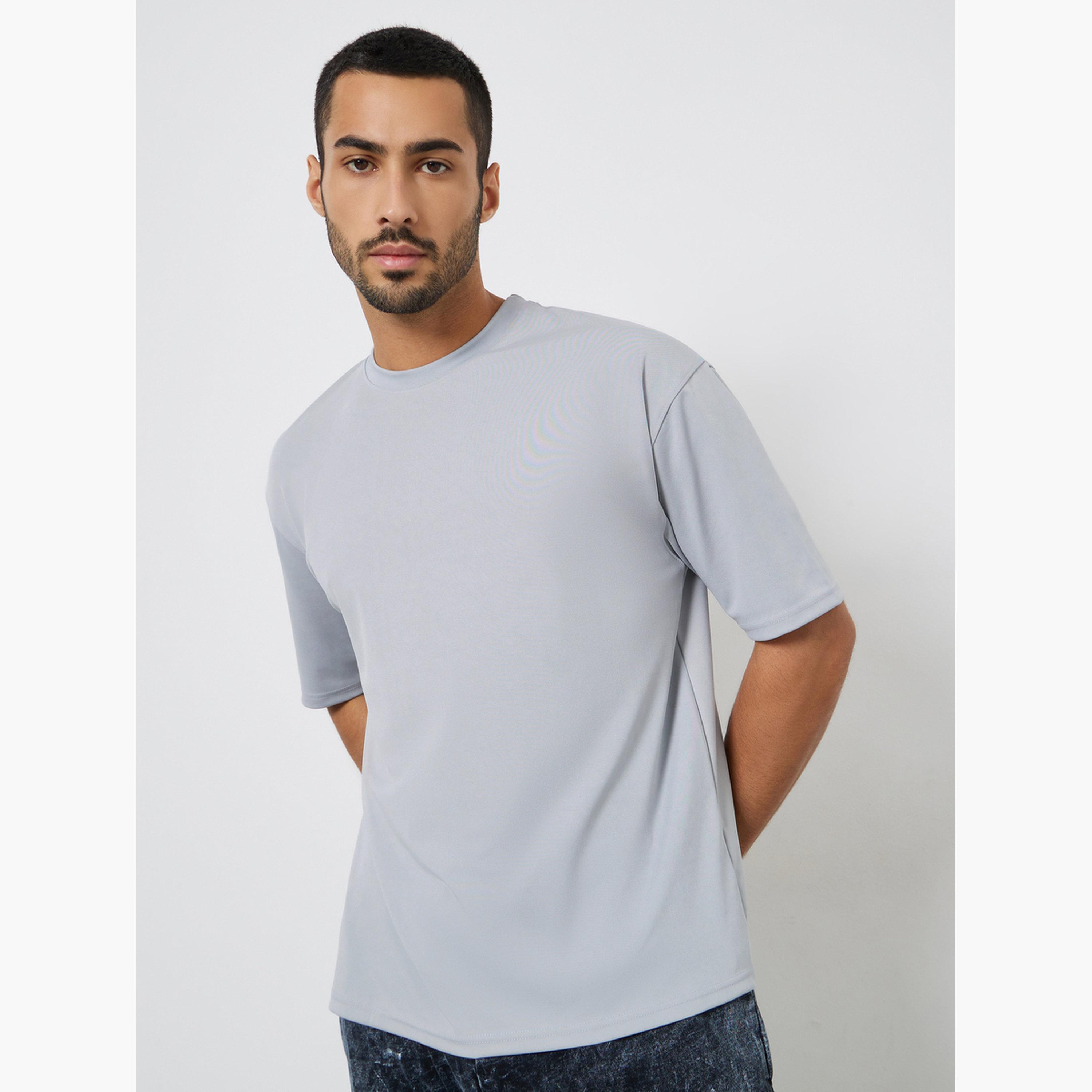 Styli Men Grey Oversized Crew Neck T-Shirt-men-clothing-tshirtsandpolos-tshirts-image-1