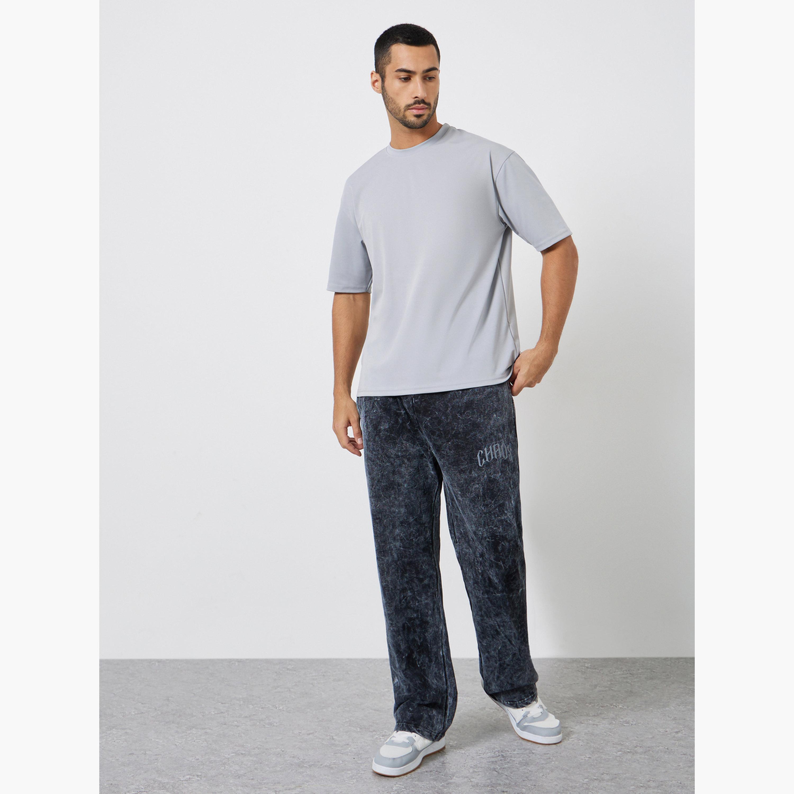 Styli Men Grey Oversized Crew Neck T-Shirt-men-clothing-tshirtsandpolos-tshirts-image-2