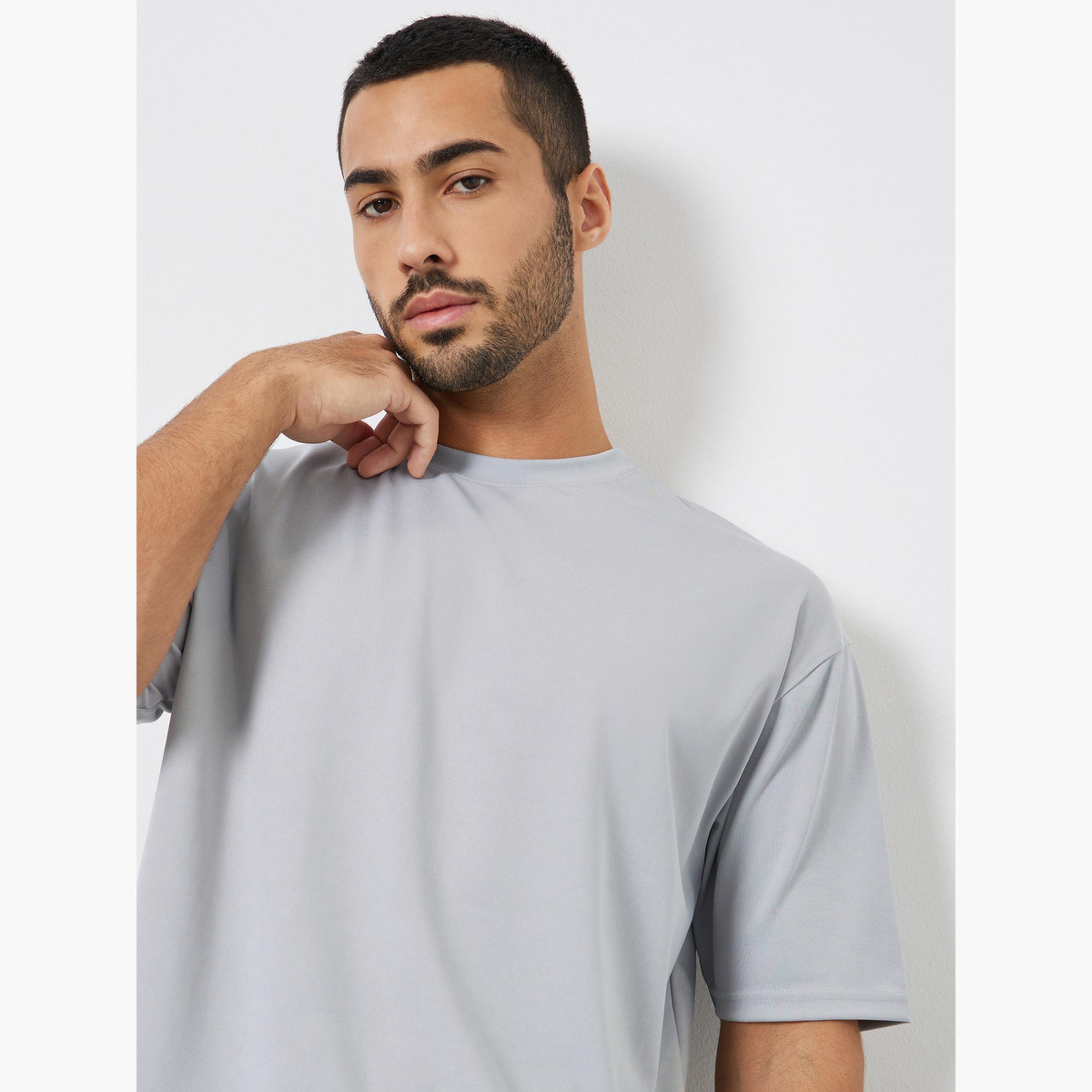 Styli Men Grey Oversized Crew Neck T-Shirt-men-clothing-tshirtsandpolos-tshirts-image-3