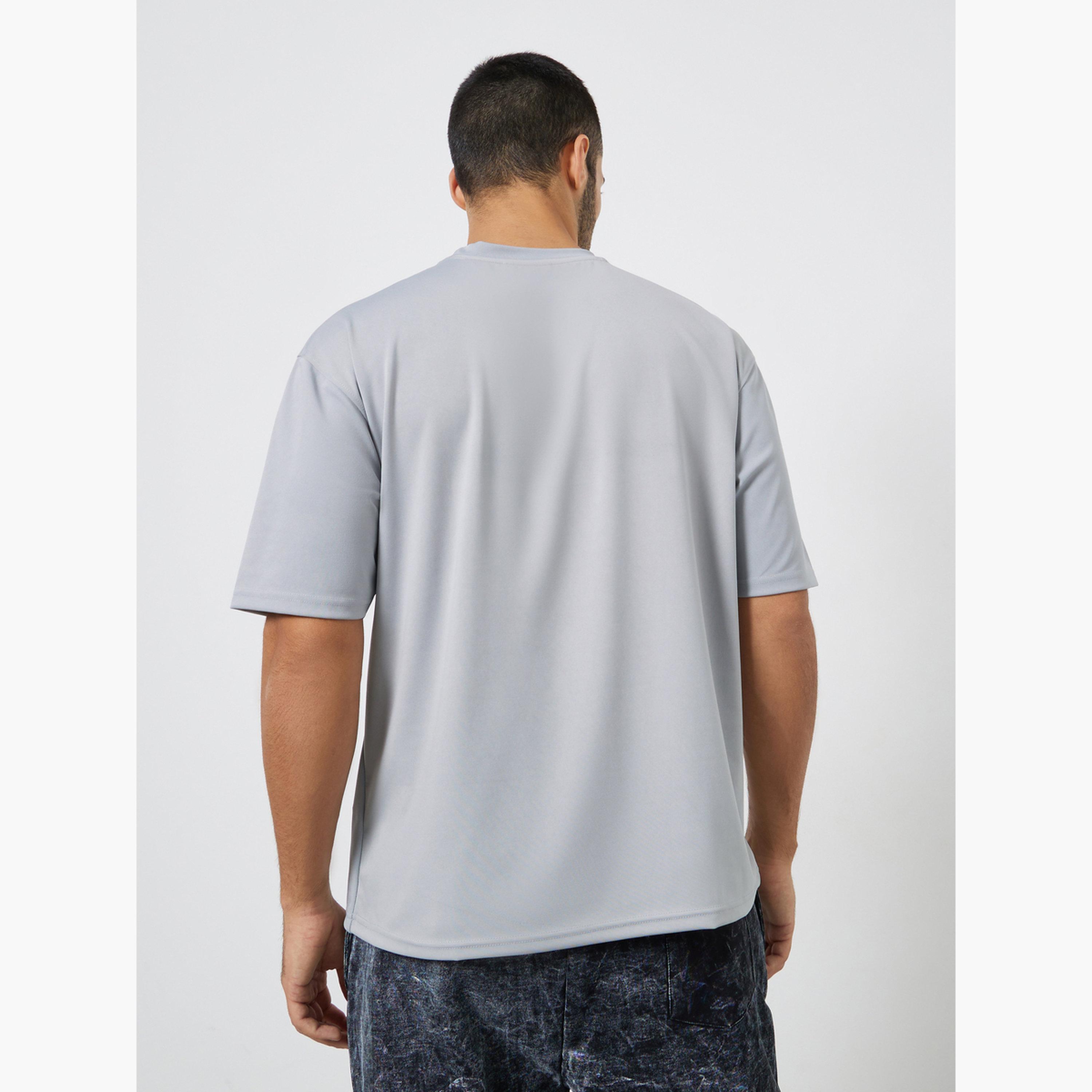 Styli Men Grey Oversized Crew Neck T-Shirt-men-clothing-tshirtsandpolos-tshirts-image-4