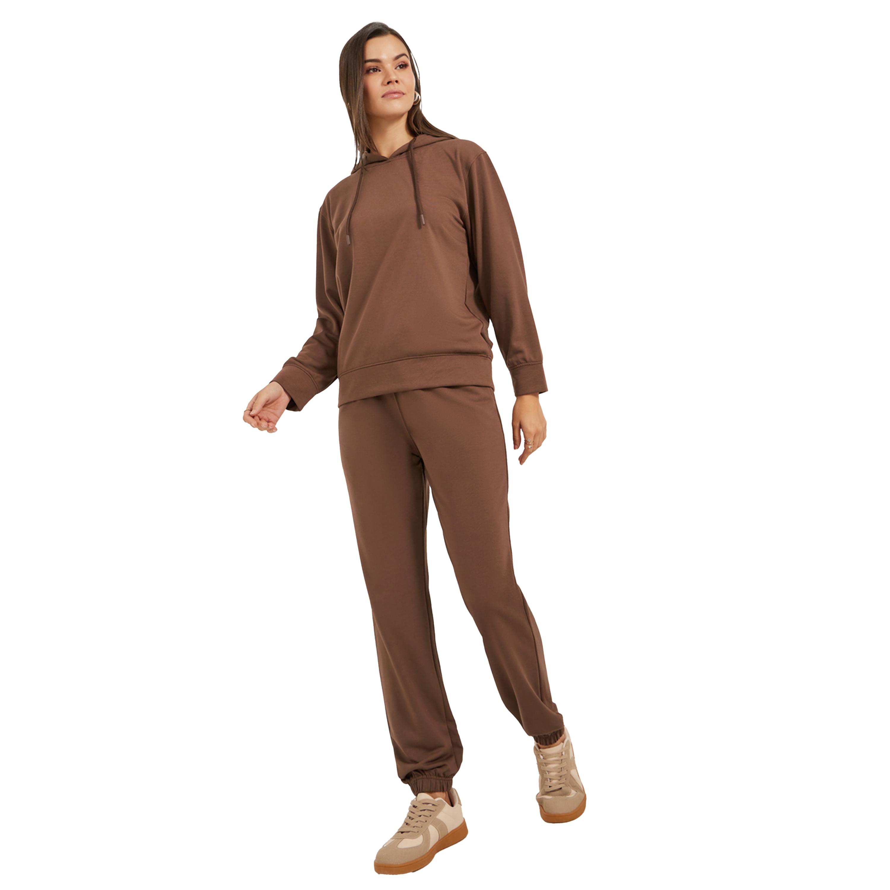 ستايلي -  هودي وبنطال رياضي بقصّة عادية مع رباط للرباط-women-clothing-coordsets-image-1