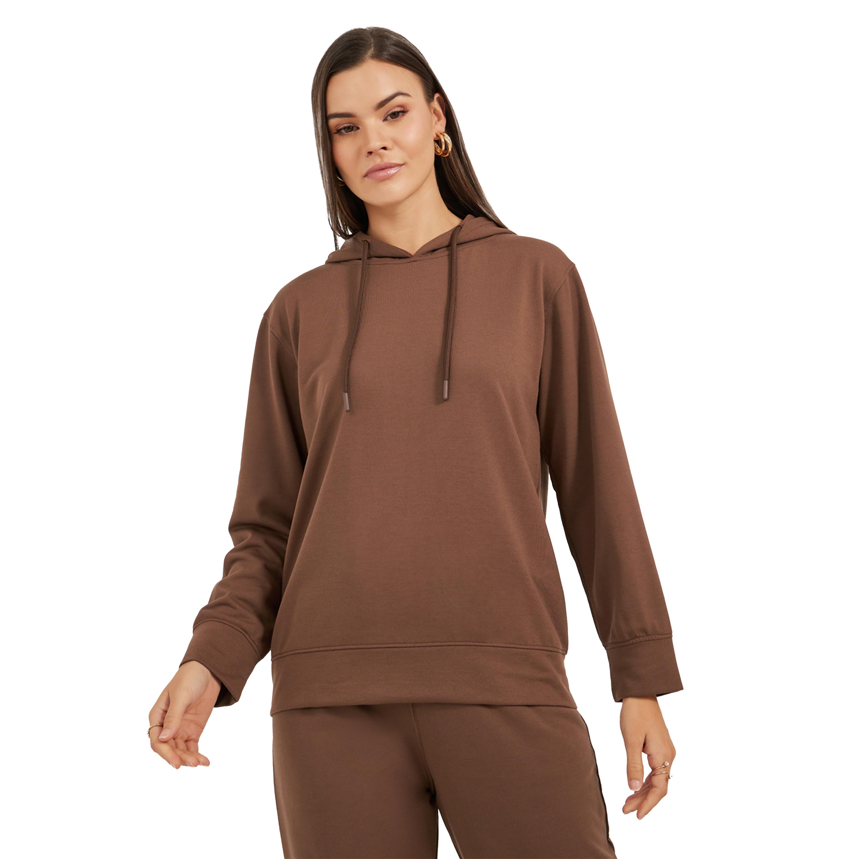 Styli Solid Regular Fit Hoodie and Joggers with Drawstring Co-Ords-women-clothing-coordsets-image-2