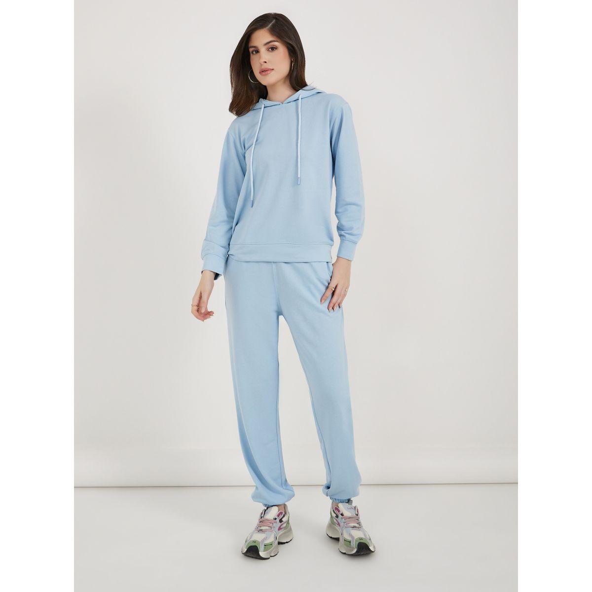 Solid Regular Fit Hoodie and Joggers with Drawstring Co-Ords-women-clothing-coordsets-image-2