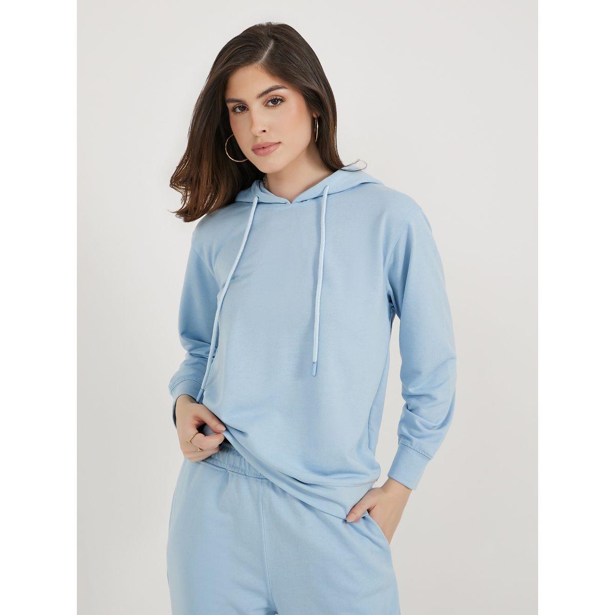 Solid Regular Fit Hoodie and Joggers with Drawstring Co-Ords-women-clothing-coordsets-image-3
