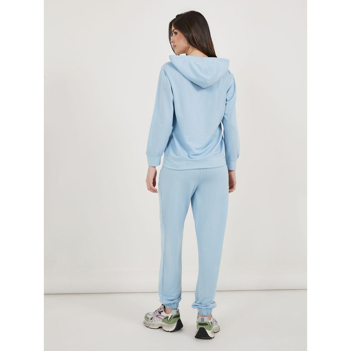 Solid Regular Fit Hoodie and Joggers with Drawstring Co-Ords-women-clothing-coordsets-image-7