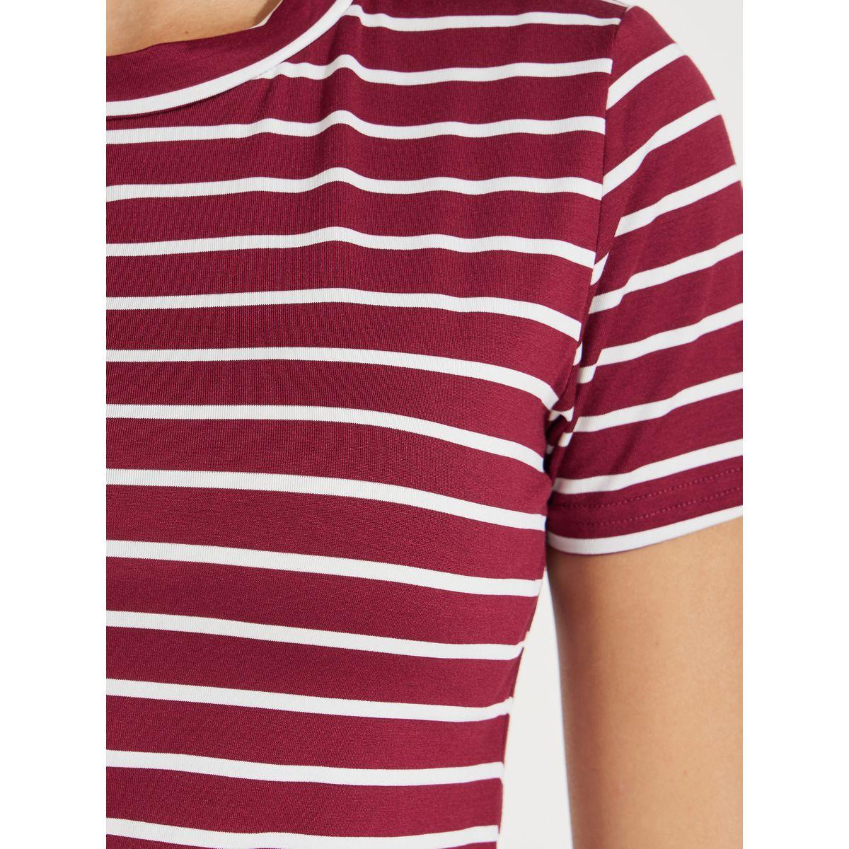 تيشيرت مخطط بقصة عادية مع أكمام قصيرة-women-clothing-tshirts-image-3