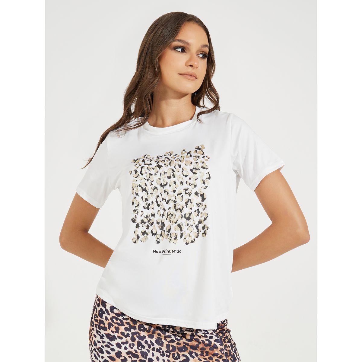 تيشيرت مطبع بطبعة قهد مع قصة عادية-women-clothing-tshirts-image-1