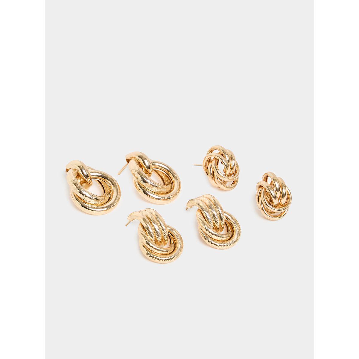 Styli Set of 3 - Textured Assorted Earrings-women-watchesandjewellery-jewellery-earrings-image-1