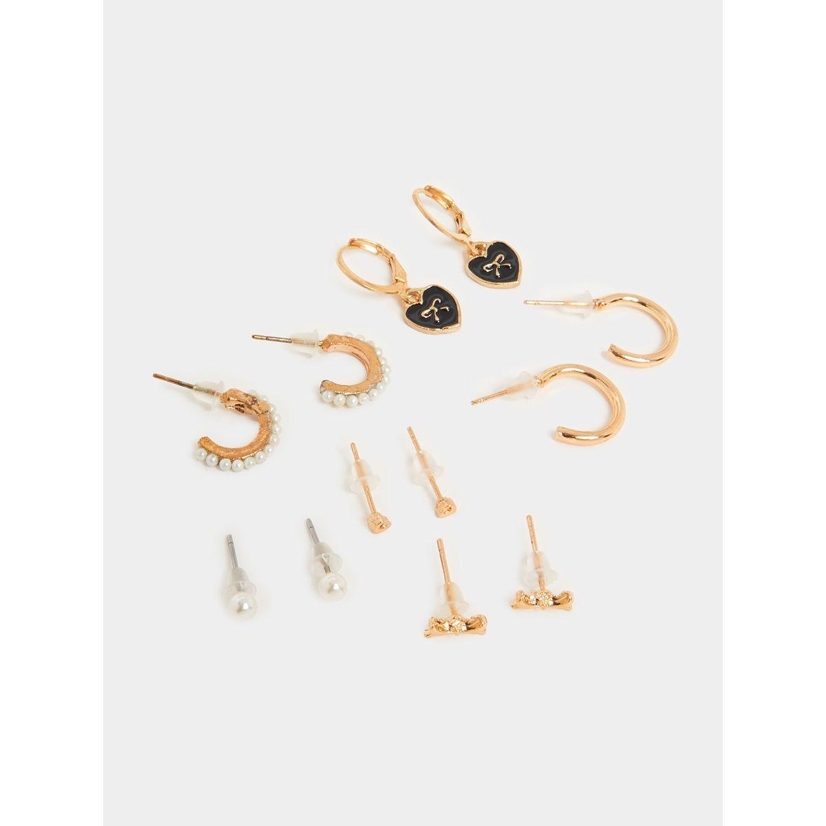 Styli Set of 6 - Heart Drop Assorted Earrings-women-watchesandjewellery-jewellery-earrings-image-1