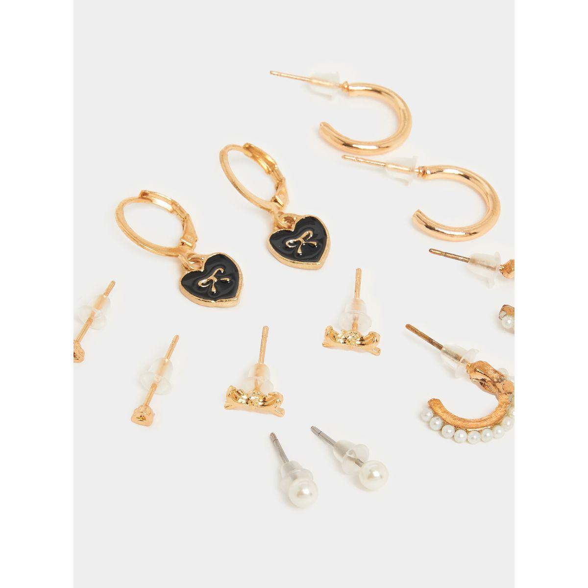 Styli Set of 6 - Heart Drop Assorted Earrings-women-watchesandjewellery-jewellery-earrings-image-2