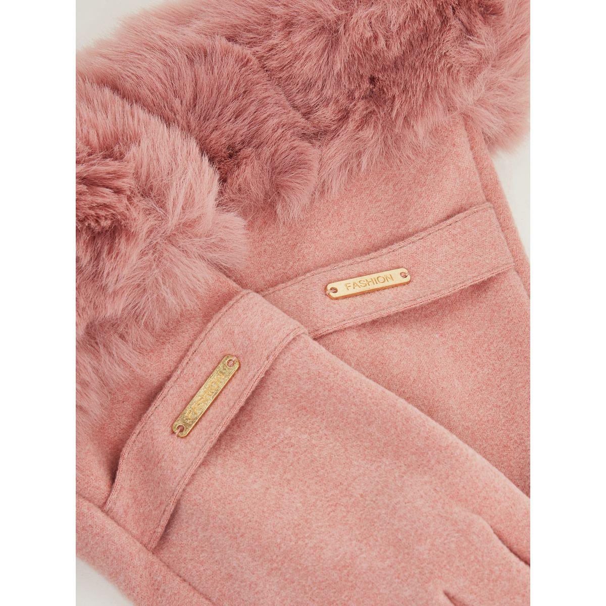 Styli Faux Fur Winter Gloves-women-winterwear-gloves-image-2
