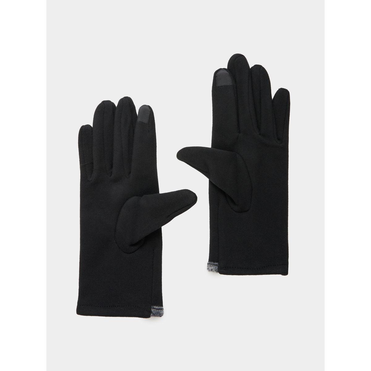 Styli Faux Fur Ribbon Detail Winter Gloves-women-winterwear-gloves-image-2