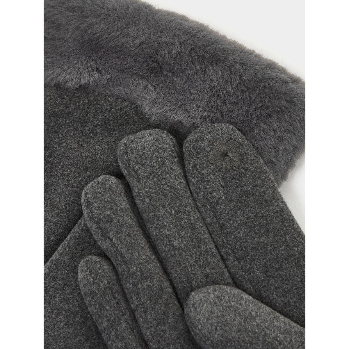 Styli Faux Fur Design Gloves-women-winterwear-gloves-image-2