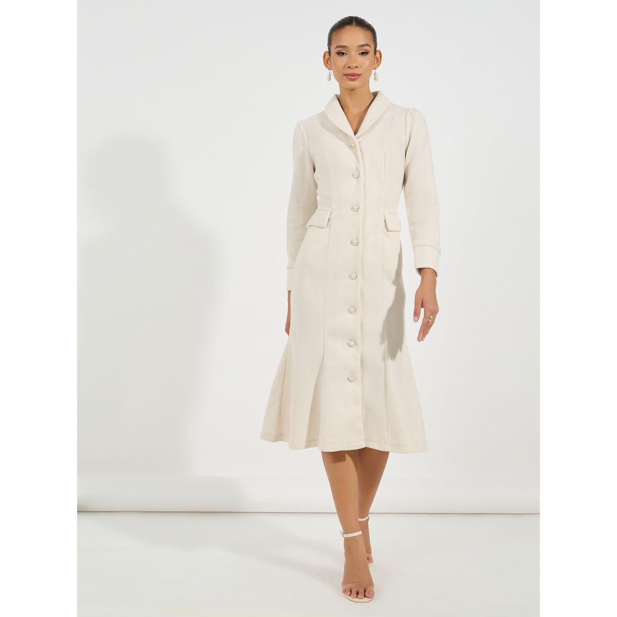 Styli Limited Shawl Collar Wool Like Blazer Midi Dress with Flap Detail-women-clothing-dresses-image-1