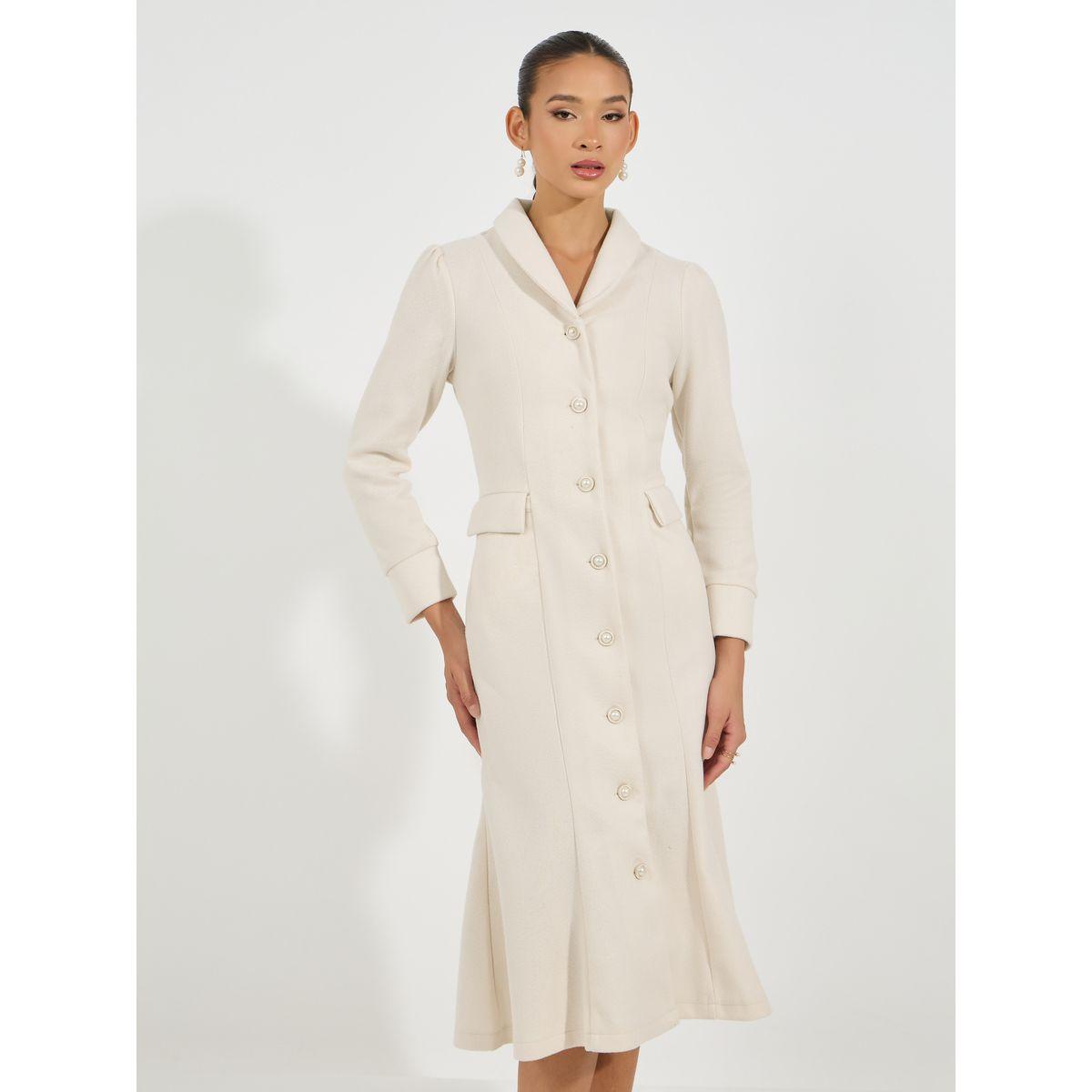 Styli Limited Shawl Collar Wool Like Blazer Midi Dress with Flap Detail-women-clothing-dresses-image-2