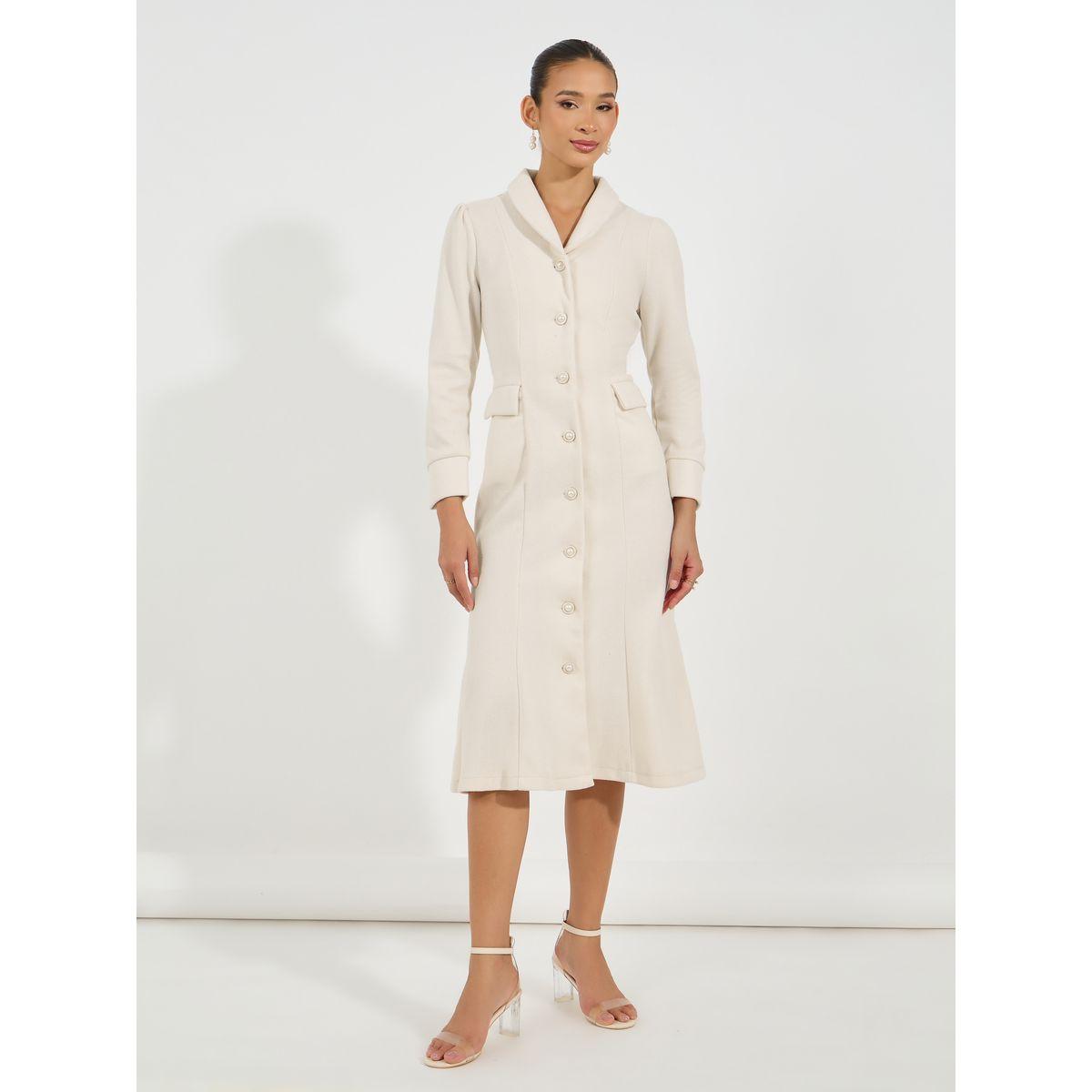 فستان ميدي بنمط بليزر مع ياقة شال-women-clothing-dresses-image-4