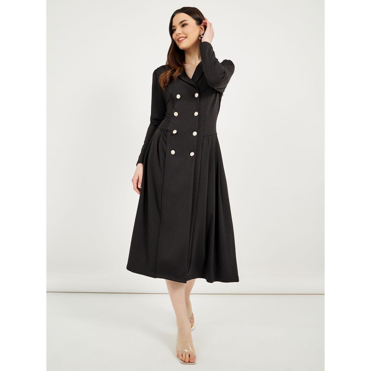 فستان ميدي بنمط بليزر وصفين أزرار-women-clothing-dresses-image-2