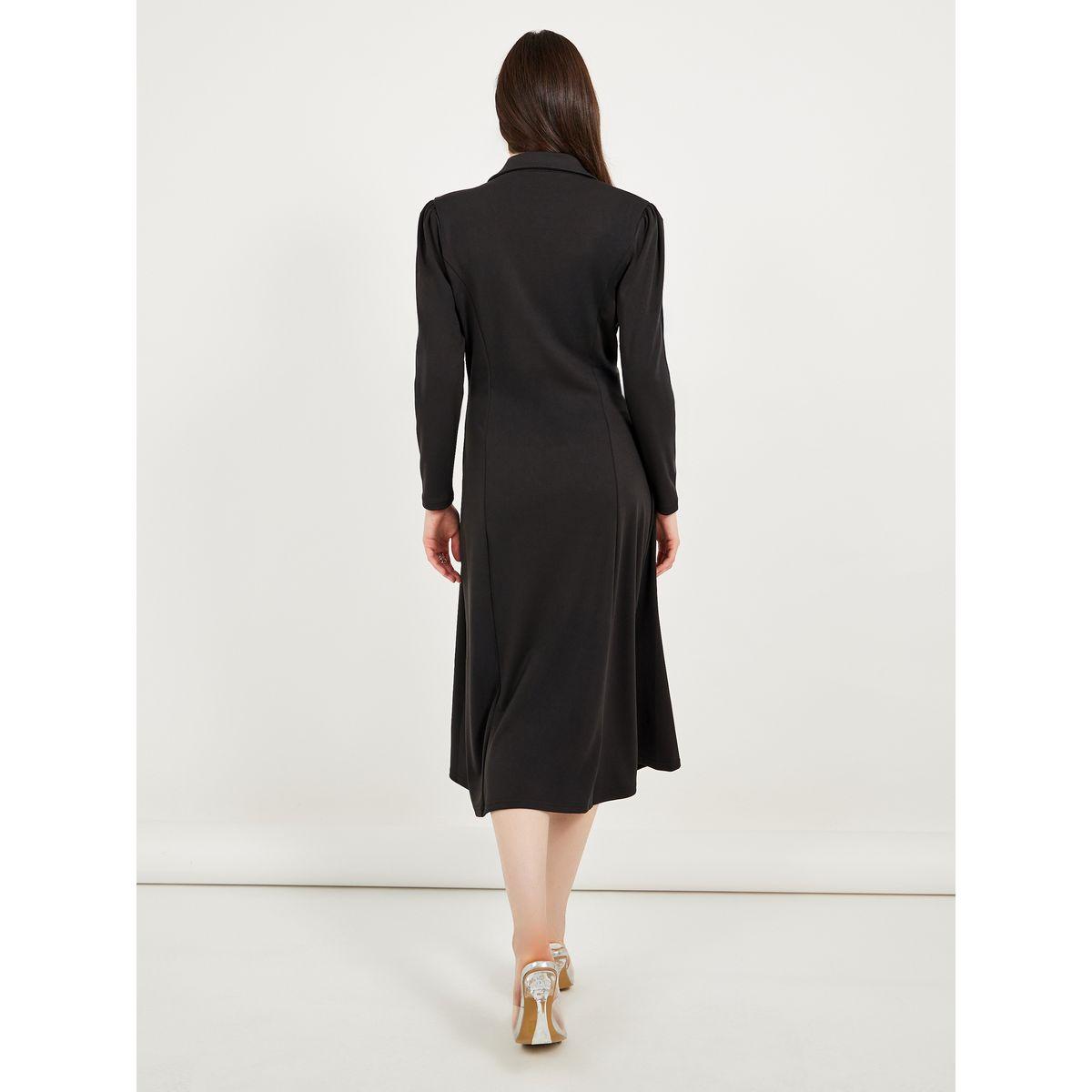 فستان ميدي بنمط بليزر وصفين أزرار-women-clothing-dresses-image-6