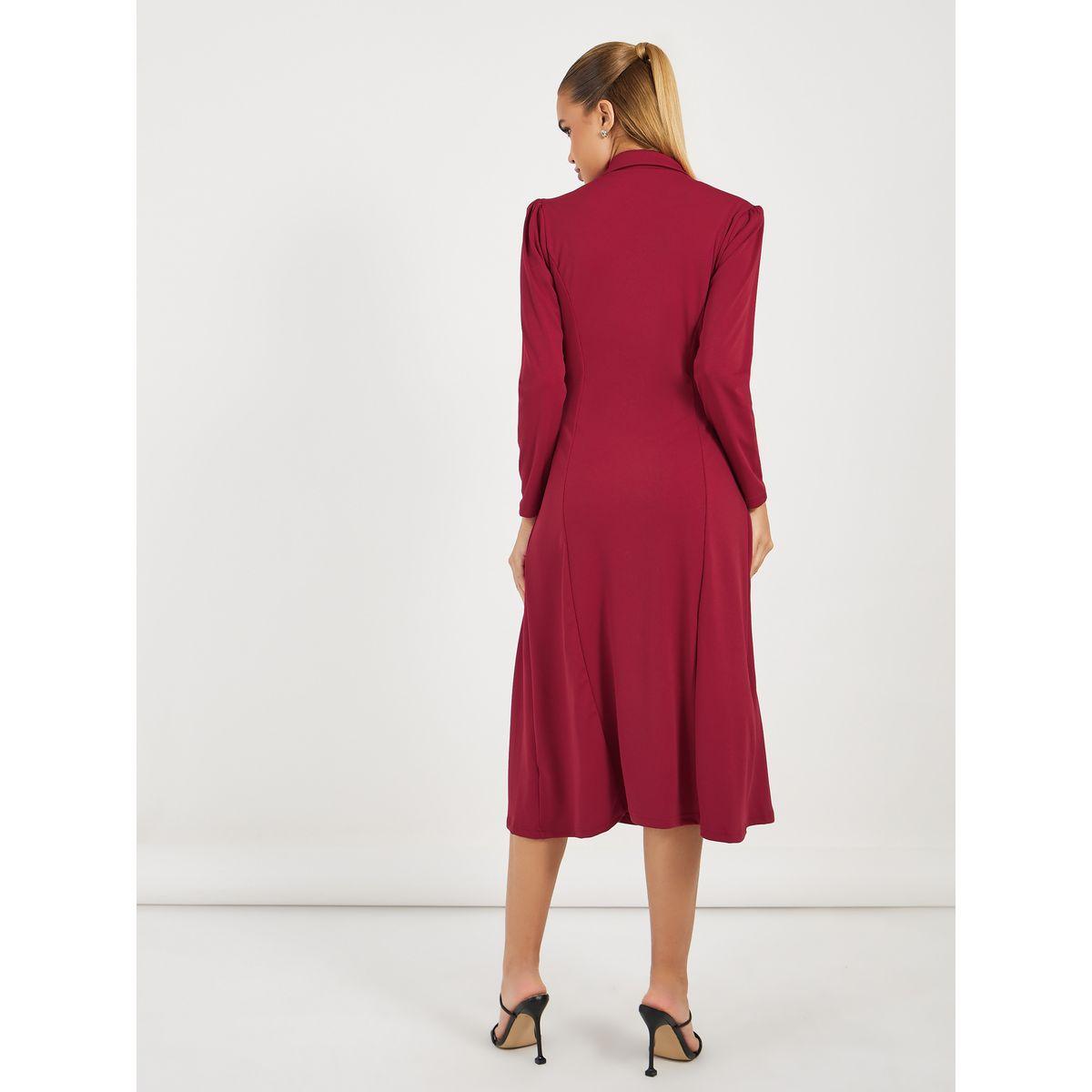 Styli Limited Curved Shawl Collar Double Breasted Blazer Midi Dress-women-clothing-dresses-image-4