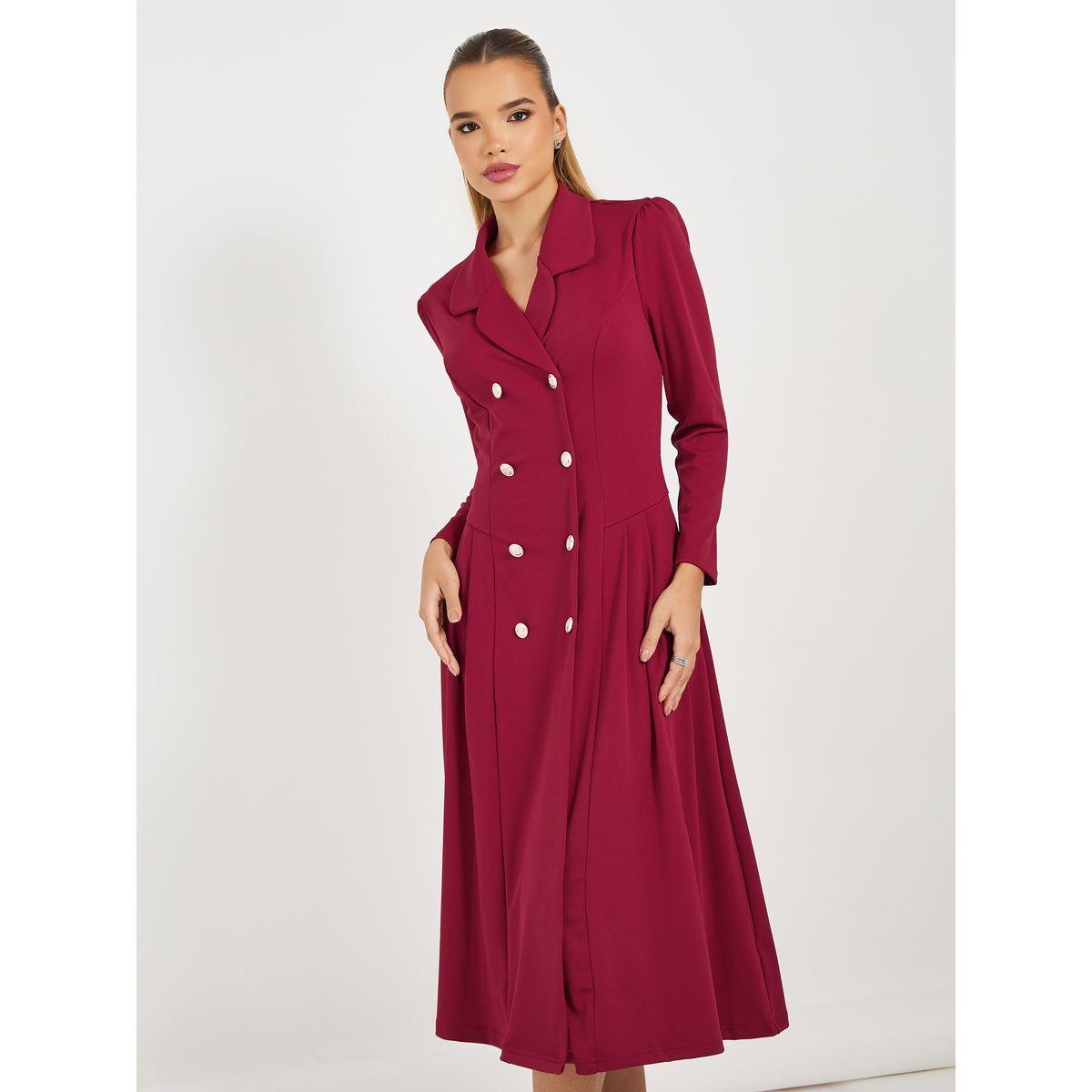 Styli Limited Curved Shawl Collar Double Breasted Blazer Midi Dress-women-clothing-dresses-image-7