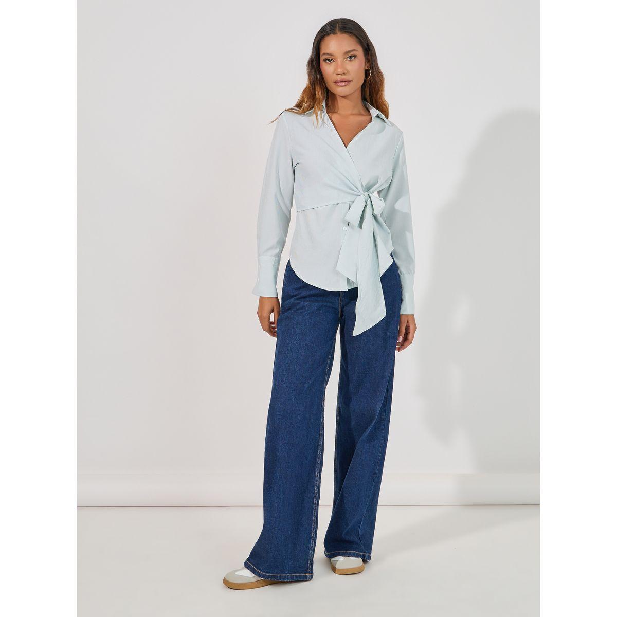 بلوزة منسوجة مخططة مع أربطة-women-clothing-shirtsandblouses-shirts-image-2