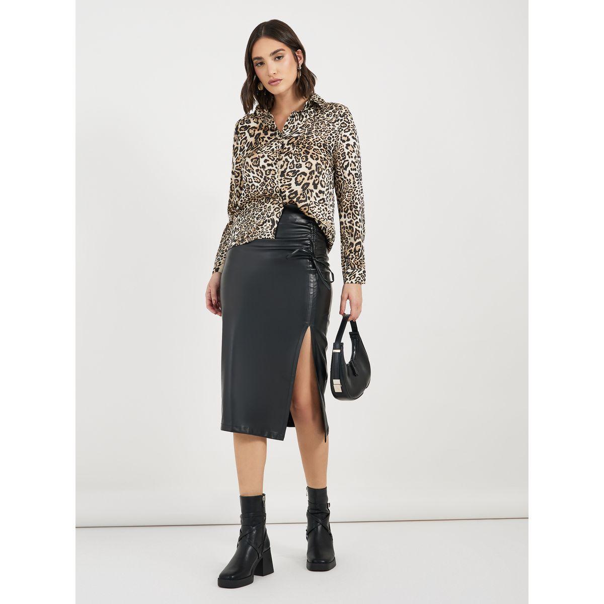 Styli Animal Print Satin Shirt with Tie Detail-women-clothing-shirtsandblouses-shirts-image-2