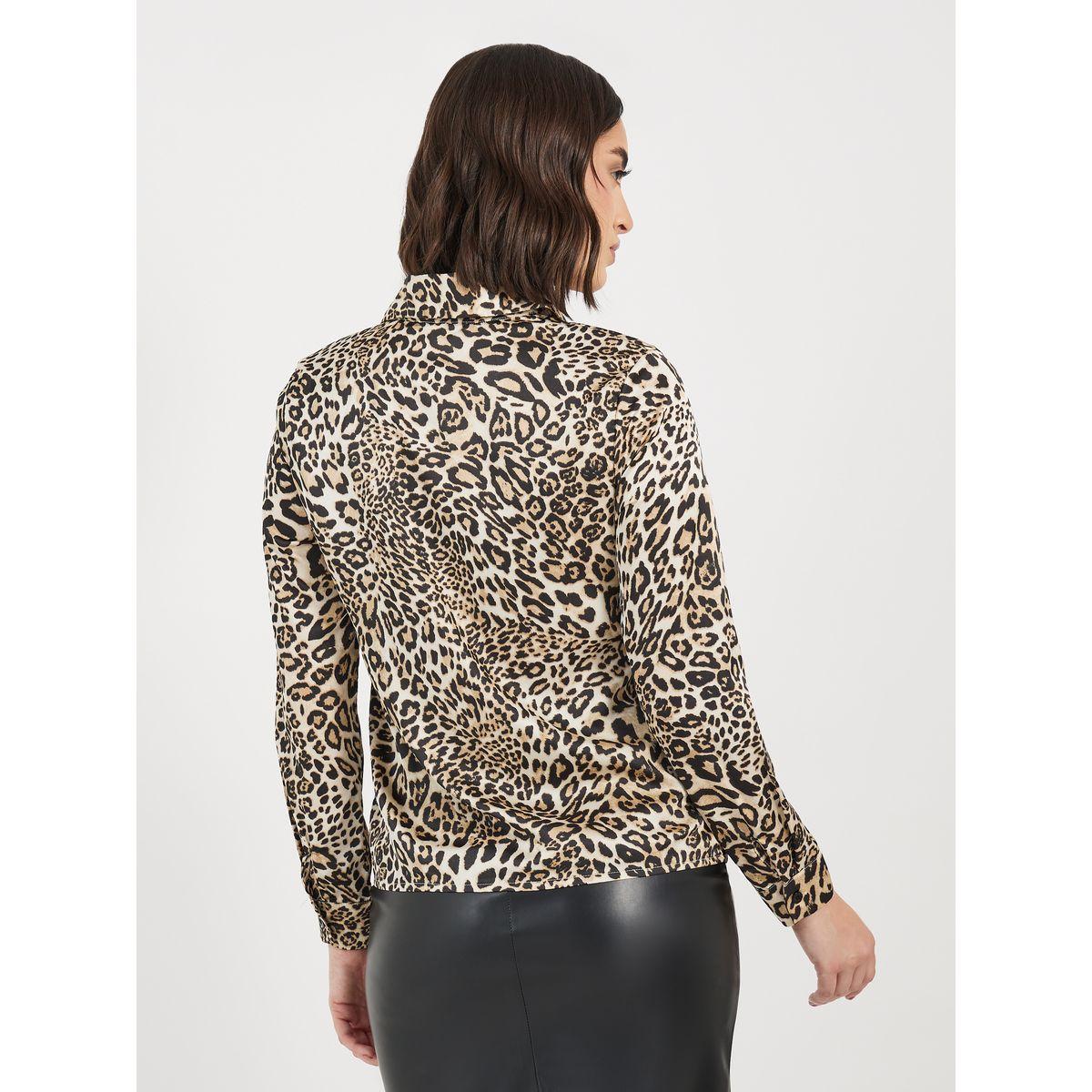 Styli Animal Print Satin Shirt with Tie Detail-women-clothing-shirtsandblouses-shirts-image-4