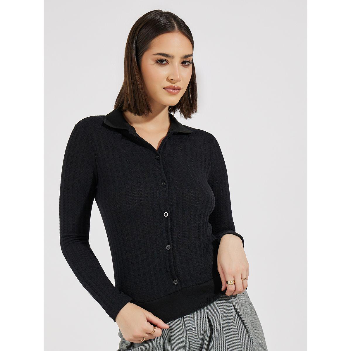 بلوزة محبوكة بتفاصيل بارزة الملمس مع أزرار-women-clothing-shirtsandblouses-blouses-image-5