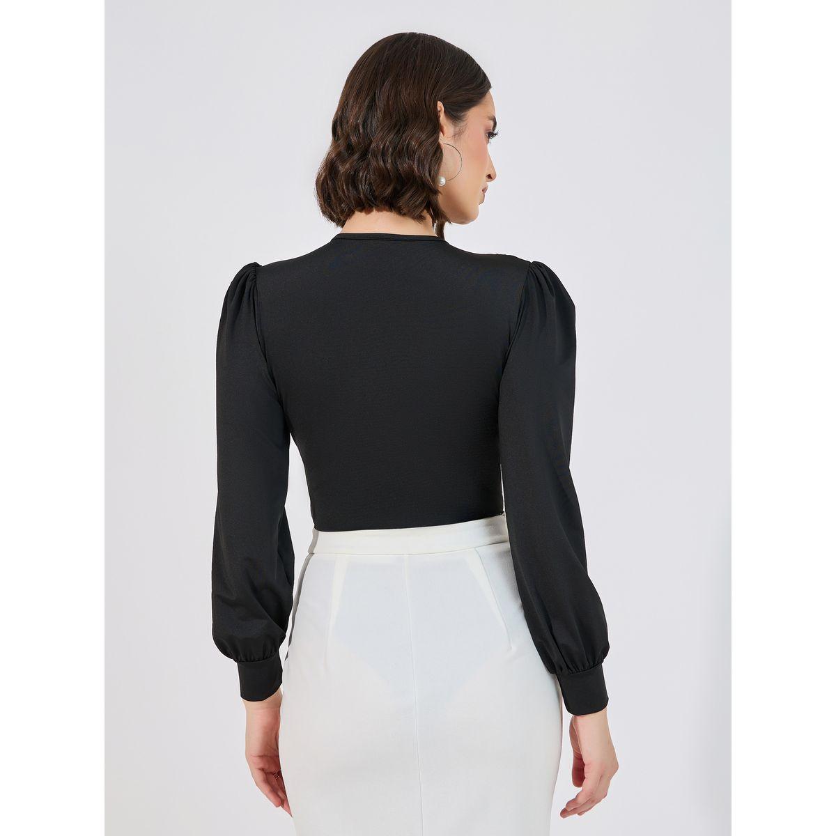 Styli Gathered Waist V Neck Bodysuit-women-clothing-tshirts-image-5