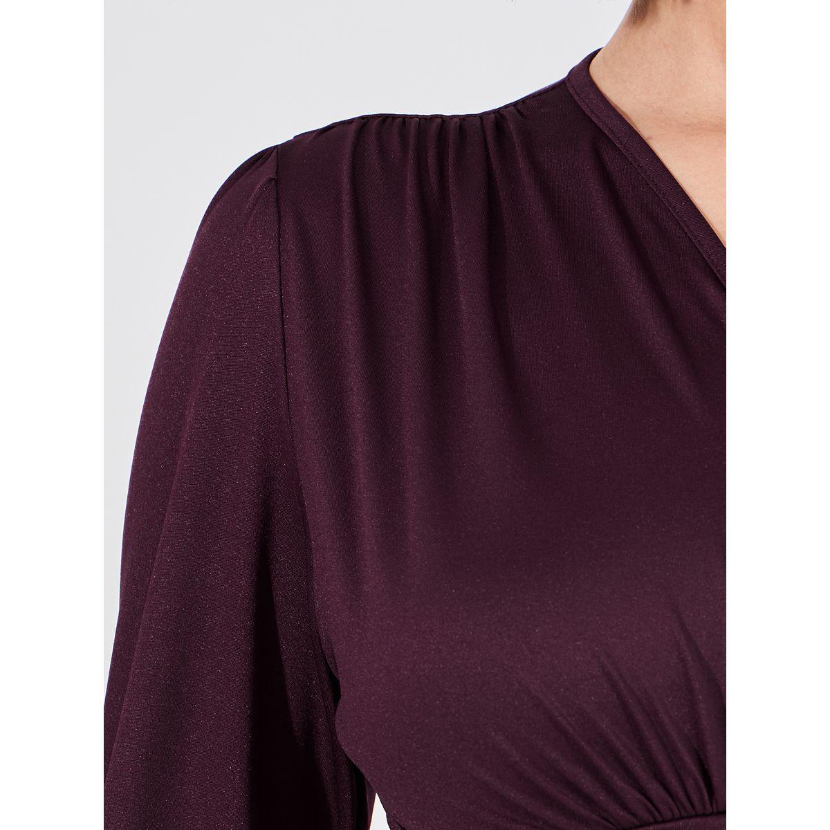 Styli Gathered Waist V Neck Bodysuit-women-clothing-tshirts-image-4