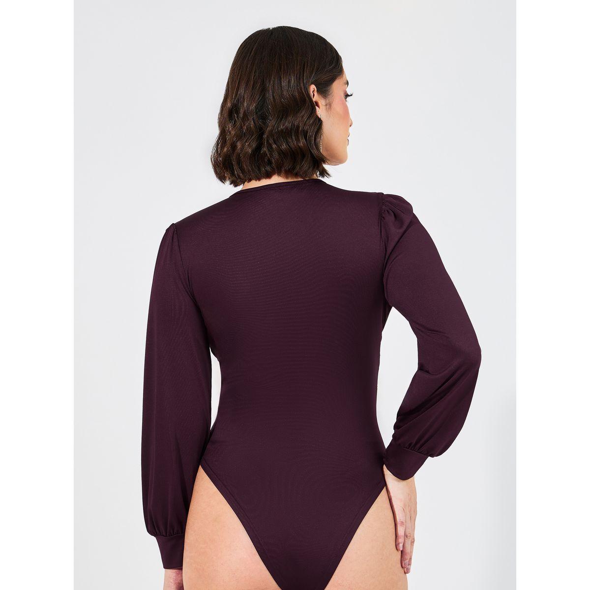 Styli Gathered Waist V Neck Bodysuit-women-clothing-tshirts-image-6