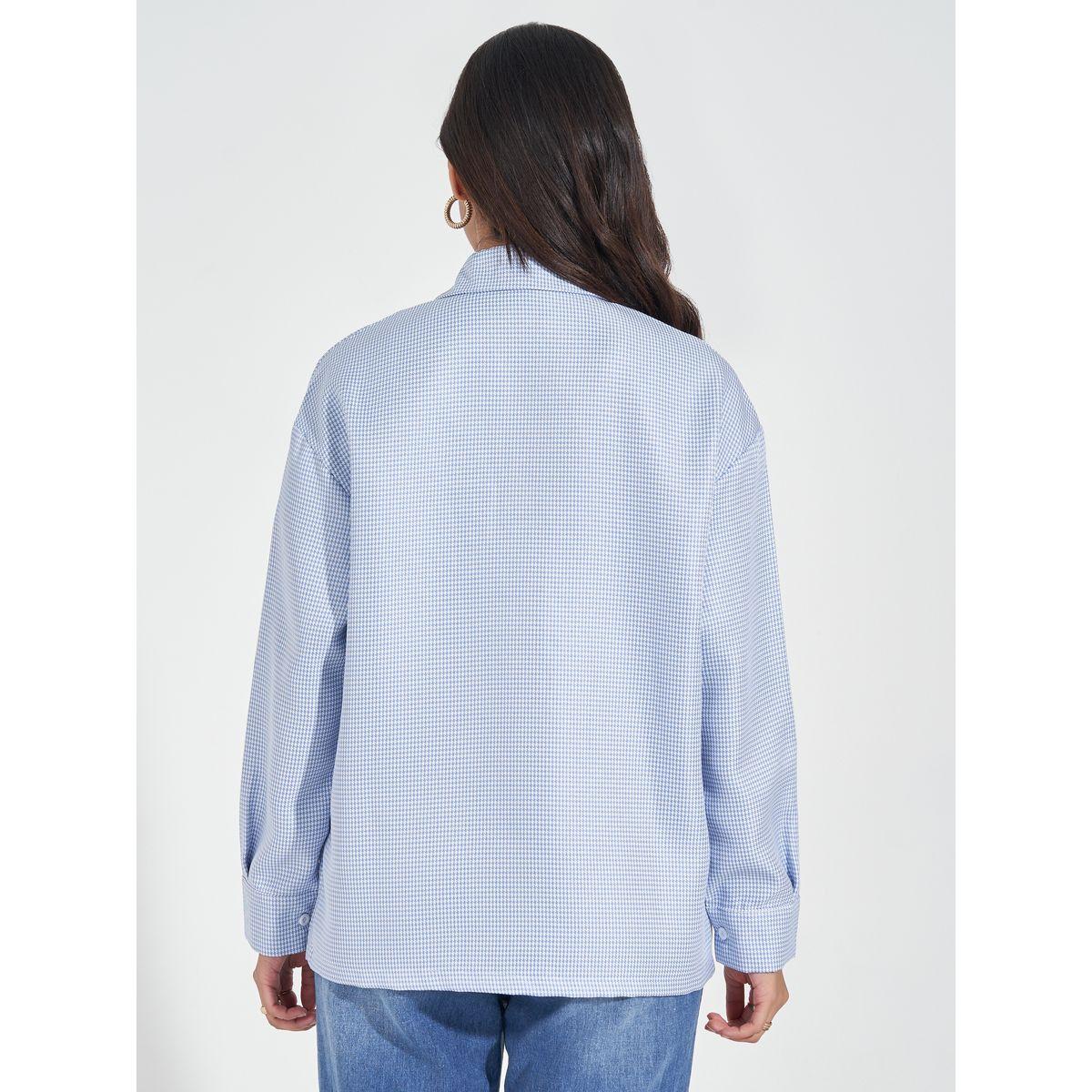 بلوزة تويد فضفاضة مع جيب بطية-women-clothing-shirtsandblouses-shirts-image-5