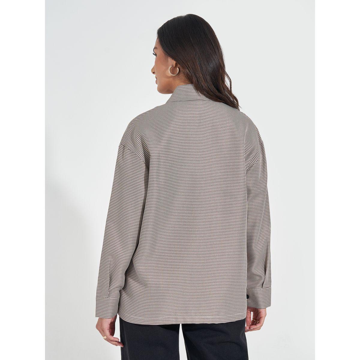 Styli Tweed Oversized Shirt with Flap Pocket-women-clothing-shirtsandblouses-shirts-image-5