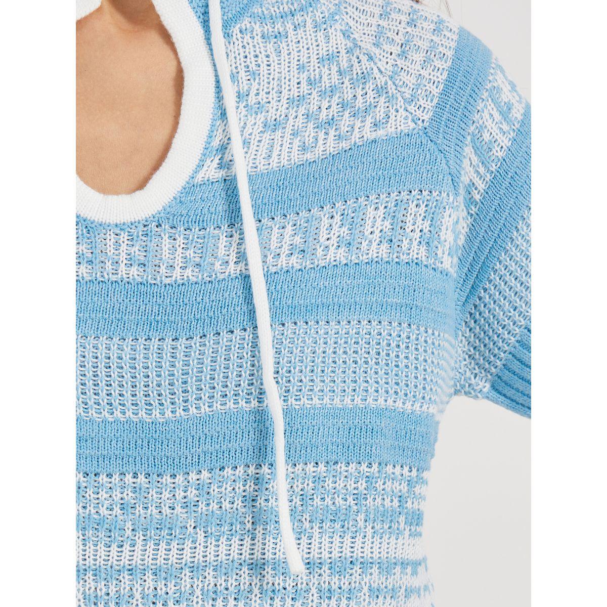 Styli Tie-Up Neck Patterned Knit Top-women-clothing-tshirts-image-3