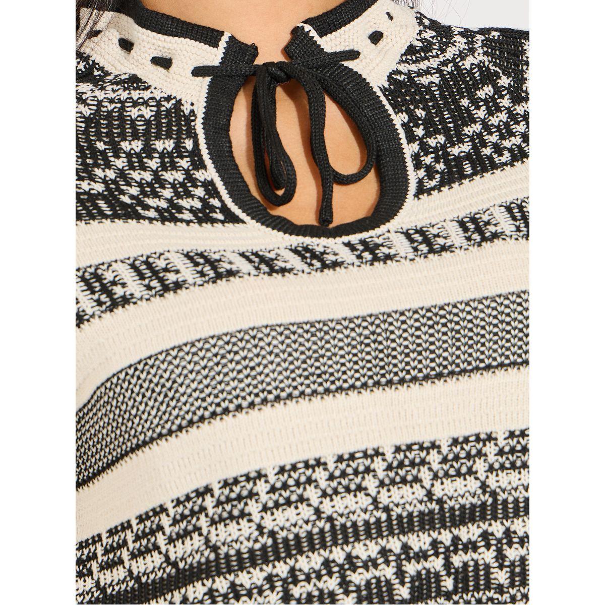 Styli Tie-Up Neck Patterned Knit Top-women-clothing-shirtsandblouses-blouses-image-3