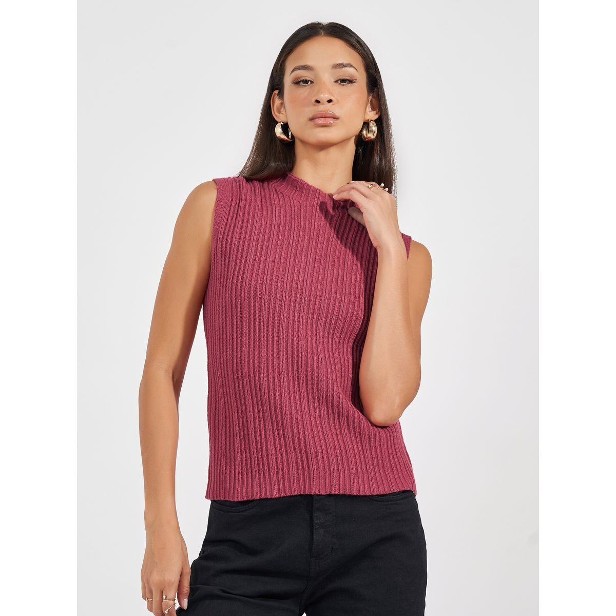 بلوزة محبوكة بتفاصيل بارزة الملمس-women-clothing-tshirts-image-3