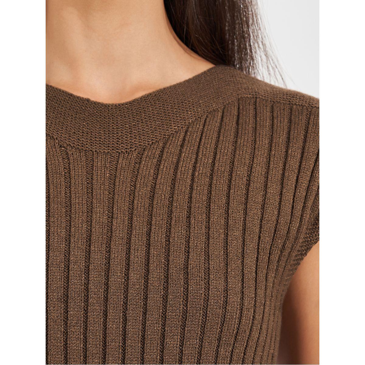 Styli Solid Flat Knit Top with Cap Sleeves-women-clothing-shirtsandblouses-blouses-image-3