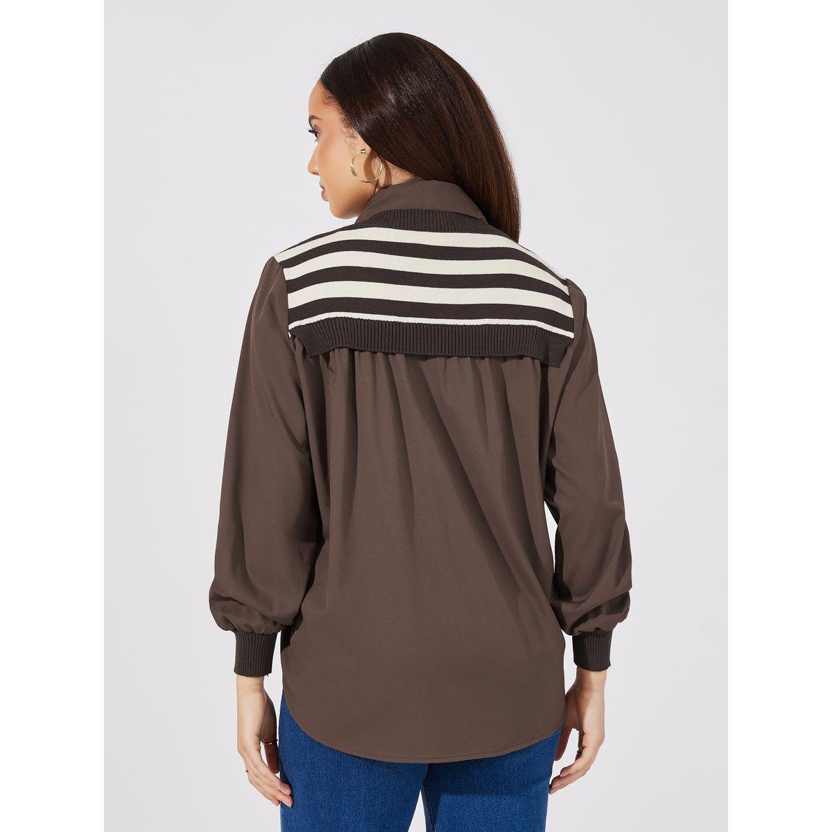 بلوزة مخططة 2 في 1 مع أكمام بأساور-women-clothing-shirtsandblouses-shirts-image-4