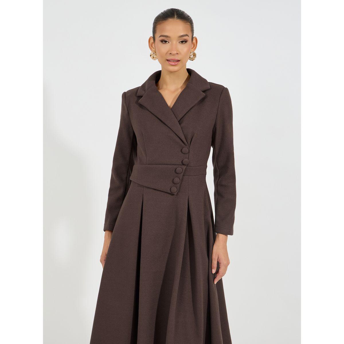 Styli Limited Notch Lapel Button Detail Wool Like Blazer Midi Dress-women-clothing-dresses-image-5