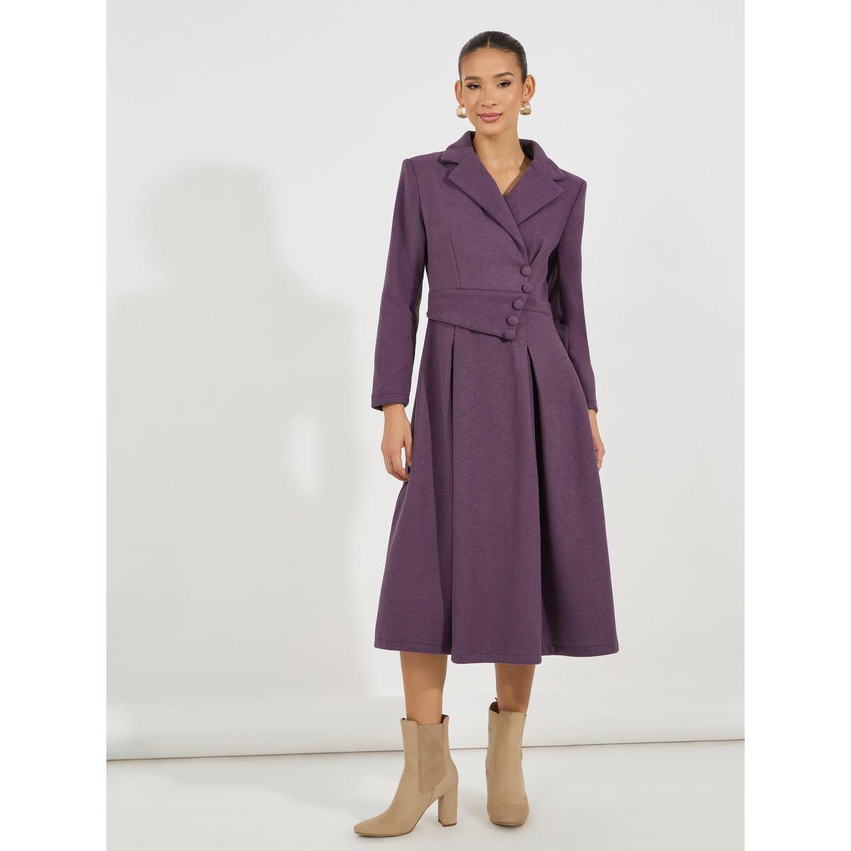 فستان ميدي مزين بأزرار مع ياقة بشق-women-clothing-dresses-image-4